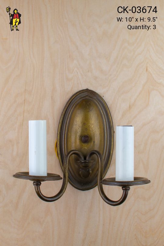 Two Candle Antique Brass Wall Sconce