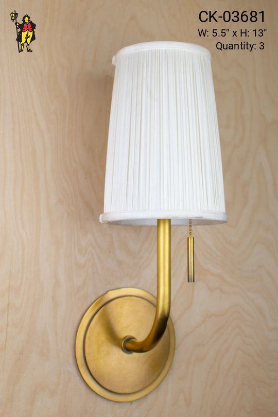 Single Curved Arm Wall Sconce w/Pleated Shade