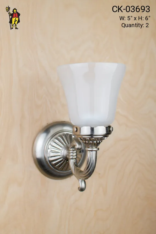 One Light Silver Wall Sconce w/Frosted Glass Shade