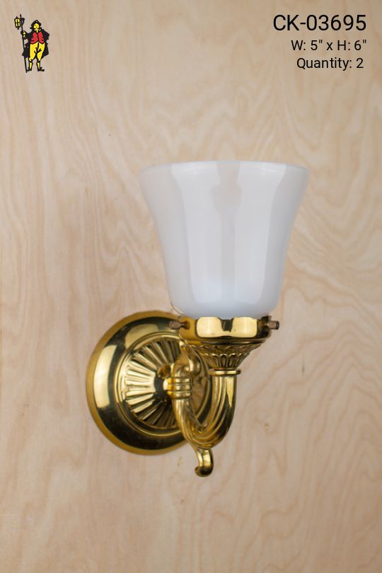 One Light Brass Wall Sconce w/Frosted Glass Shade