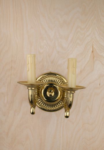 Polished Brass Art Deco Style Two Candle Wall Sconce