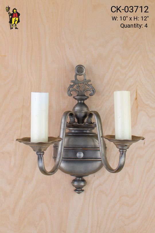 Two Candle Silver Wall Sconce