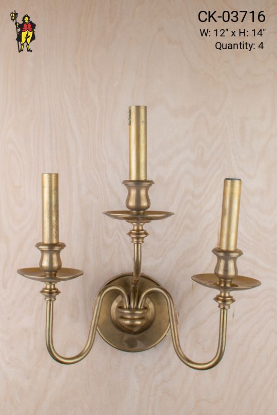 Three Candle Mid-Century Wall Sconce