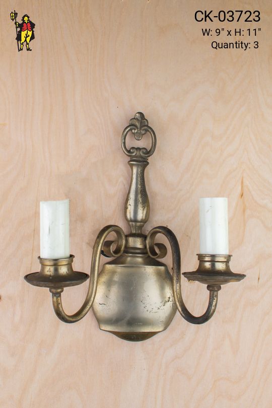 Silver Two Candle Traditional Wall Sconce