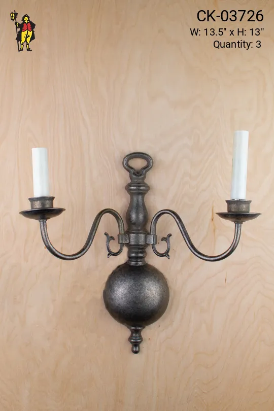 Two Candle Curved Arm Wall Sconce