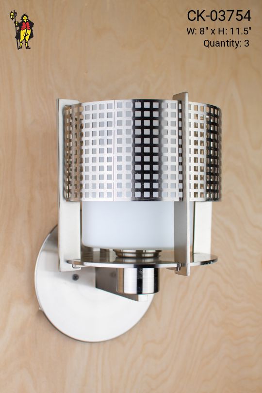 Polished Nickel & Frosted Glass Wall Sconce