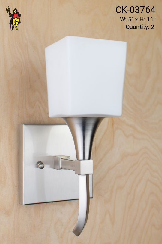 Contemporary Torch Wall Sconce w/Frosted Glass Shade