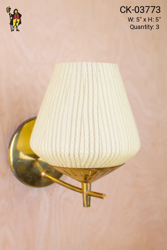 Mid-Century Wall Sconce w/Patterned Glass Shade