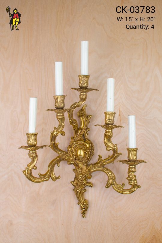 Large Five Candle Wall Sconce