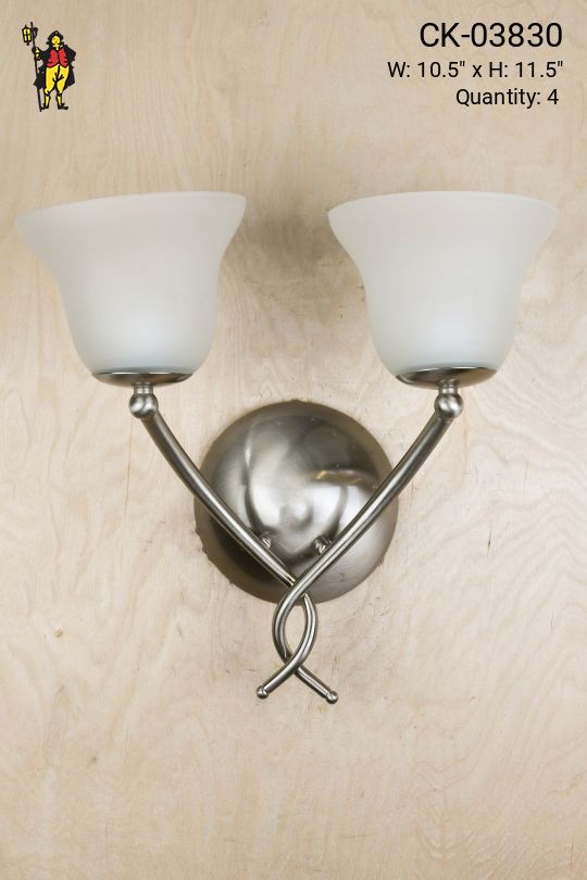 Transitional Two Candle Wall Sconce w/ Frosted Glass Shades