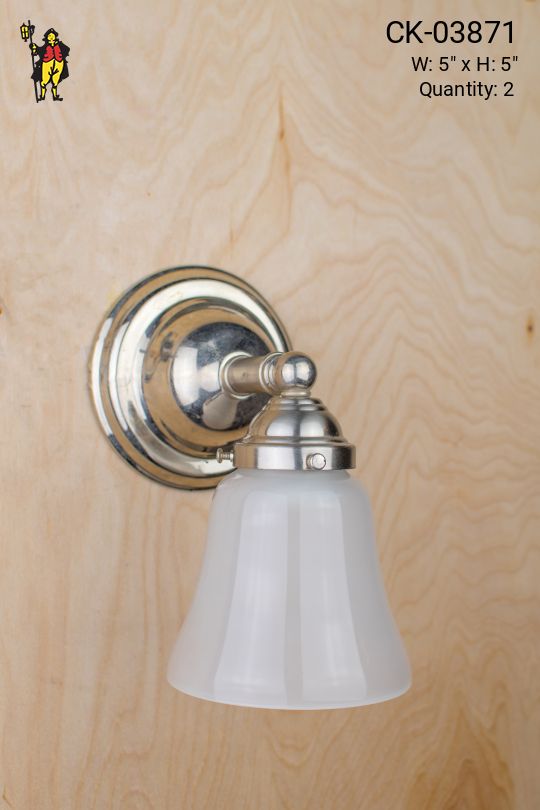 Simple Single Light Silver Wall Sconce w/Frosted Glass Shade