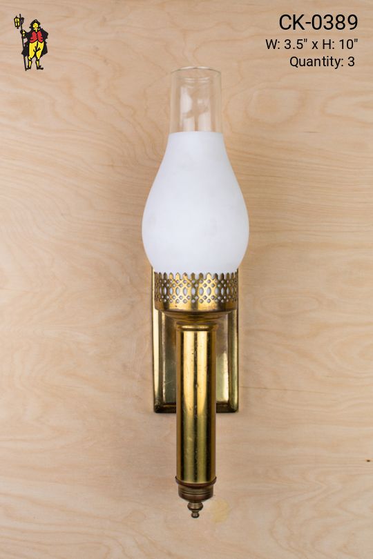 One Light Torch Style Wall Sconce With Frosted Chimney Shade