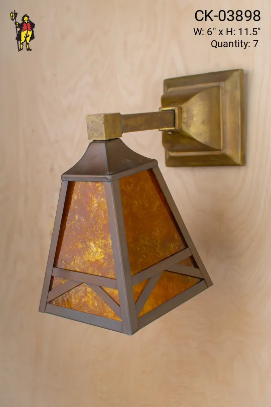 Lantern Style Wall Sconce w/Amber Mica Shade