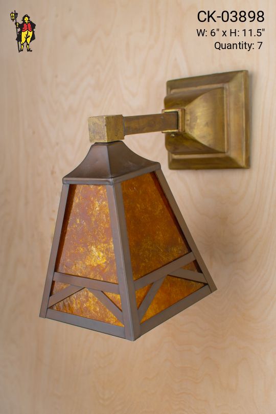 Lantern Style Wall Sconce w/Amber Mica Shade