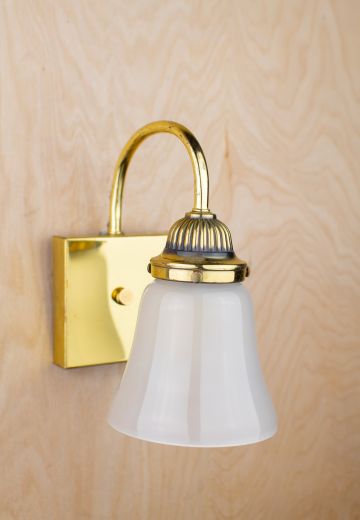 Curved Arm Down Light Wall Sconce w/Frosted Glass Shade