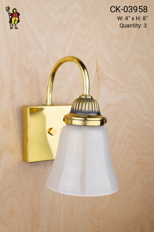 Curved Arm Down Light Wall Sconce w/Frosted Glass Shade