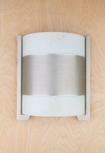 Nickel Wall Sconce With Curved Frosted Glass Shade