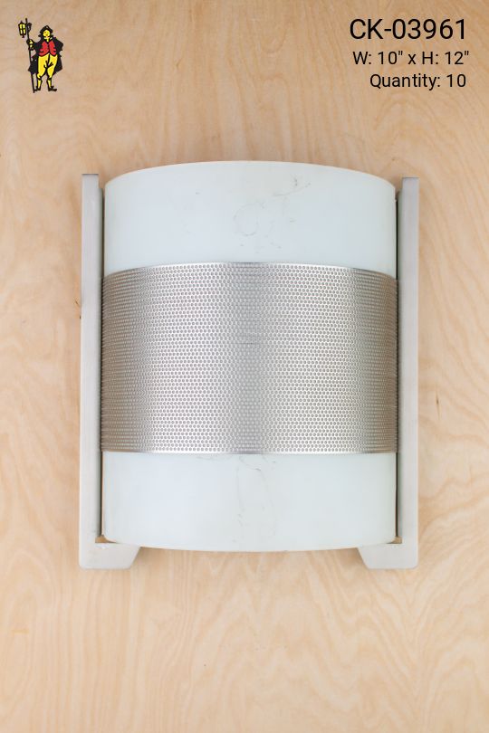 Nickel Wall Sconce With Curved Frosted Glass Shade