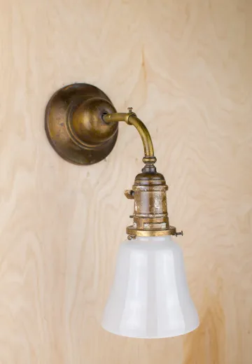 Curved Arm Wall Sconce w/Frosted Glass Shade