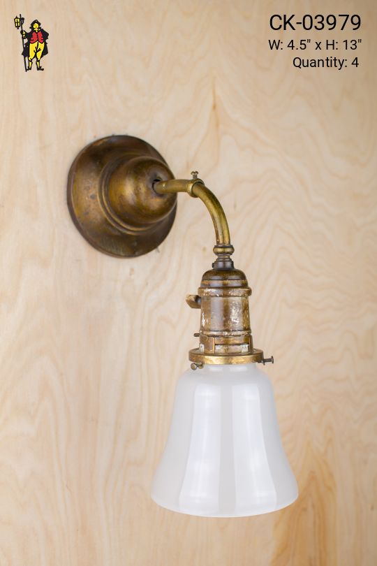 Curved Arm Wall Sconce w/Frosted Glass Shade