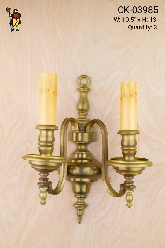 Two Candle Brass Wall Sconce