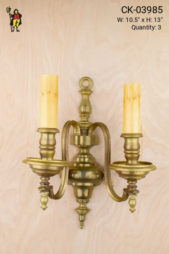 Two Candle Brass Wall Sconce