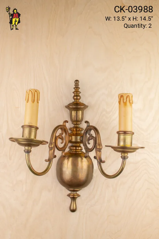 Curved Arm Two Candle Wall Sconce