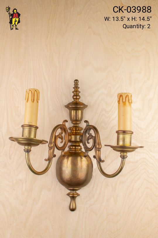 Curved Arm Two Candle Wall Sconce