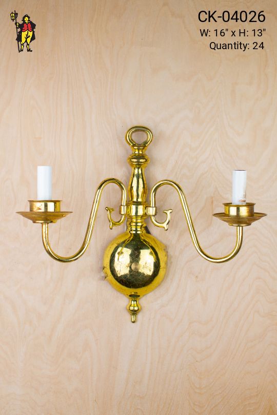 Brass Two Curved Arm Wall Sconce (Brass Finish Varies)