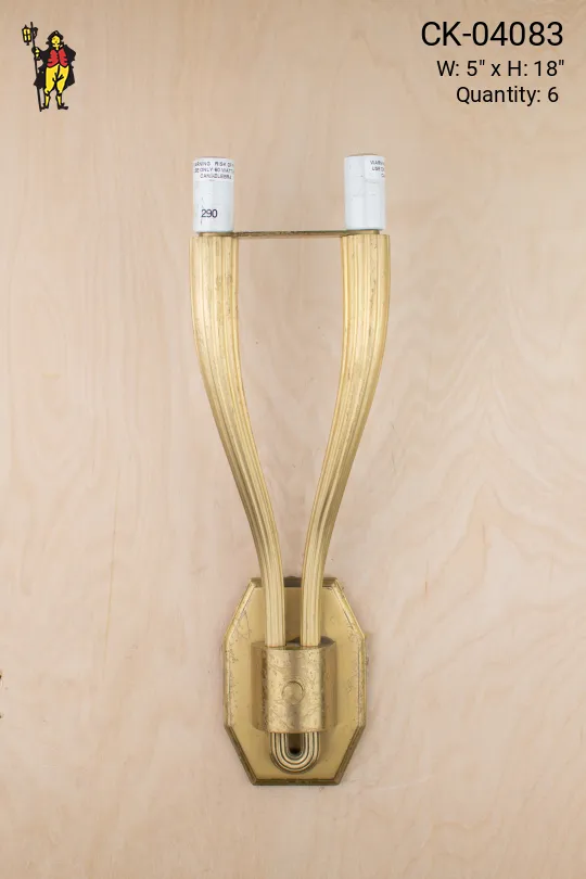 Traditional Tall Two Candle Brass Wall Sconce