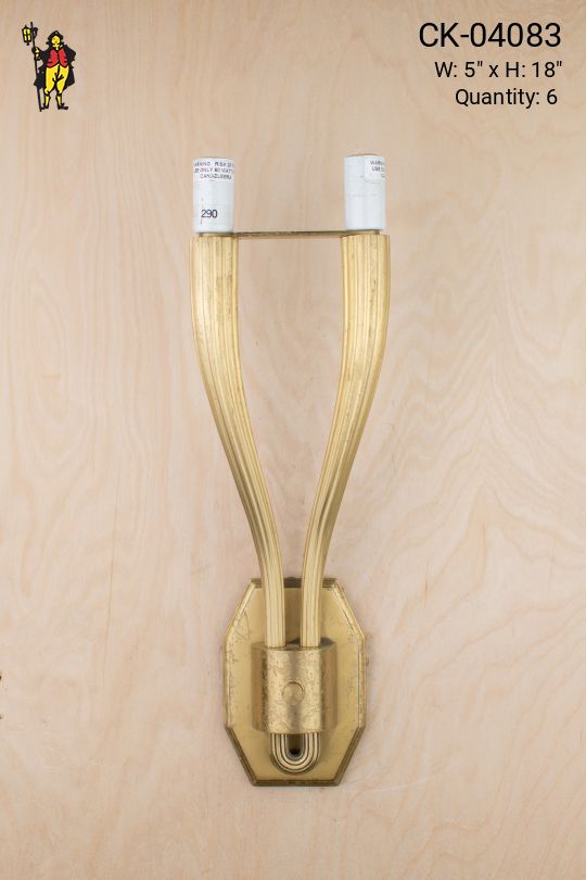 Traditional Tall Two Candle Brass Wall Sconce
