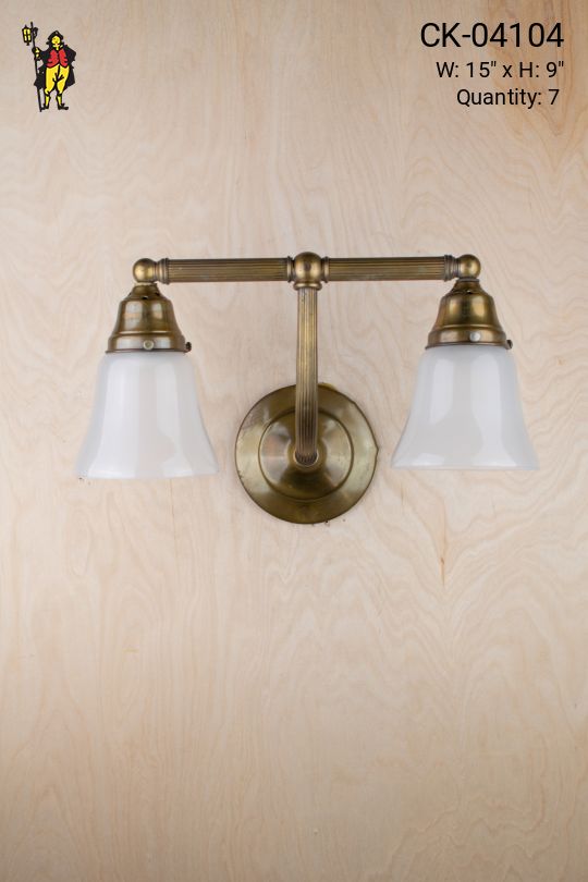 Two Light Brass Wall Sconce w/Frosted Glass Shades