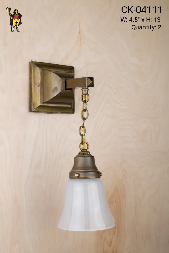 One Light Hanging Wall Sconce w/Frosted Glass Shade