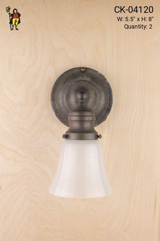 Brass One Light Wall Sconce w/Frosted Glass Shade
