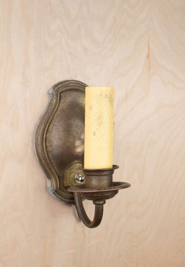 Single Candle Antique Brass Wall Sconce