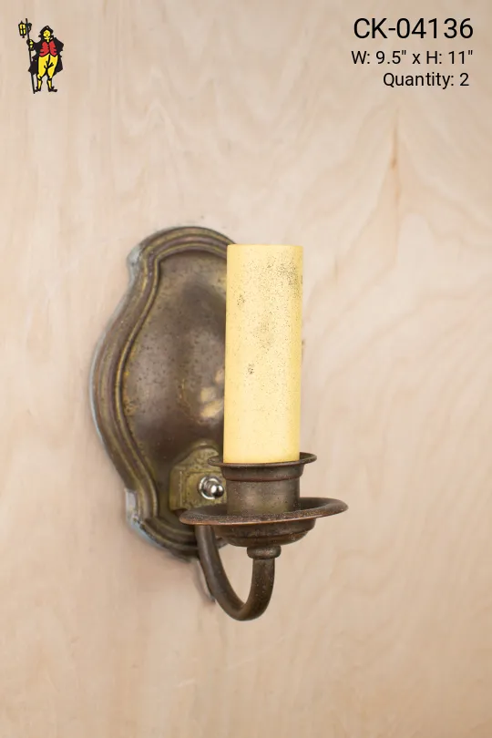 Single Candle Antique Brass Wall Sconce