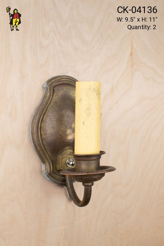 Single Candle Antique Brass Wall Sconce
