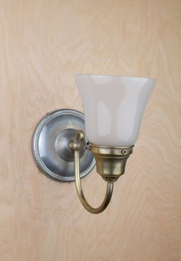 Silver One Light Curved Arm Wall Sconce