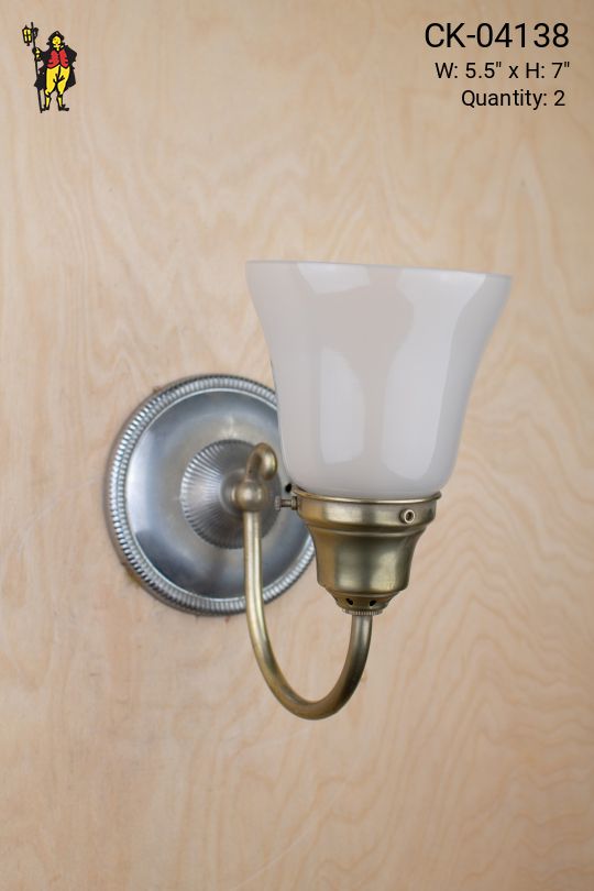Silver One Light Curved Arm Wall Sconce