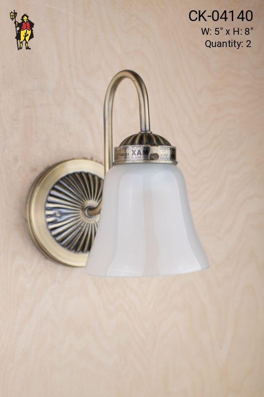 Single Curved Arm Brass Wall Scone