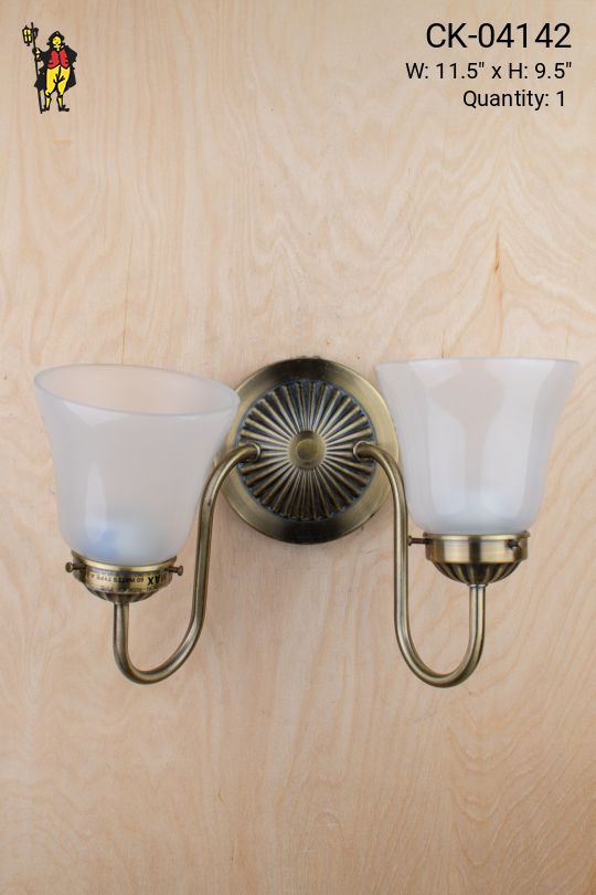 Two Light Curved Arm Wall Sconce