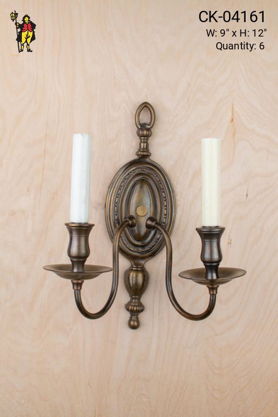 Two Candle Antique Brass Wall Sconce