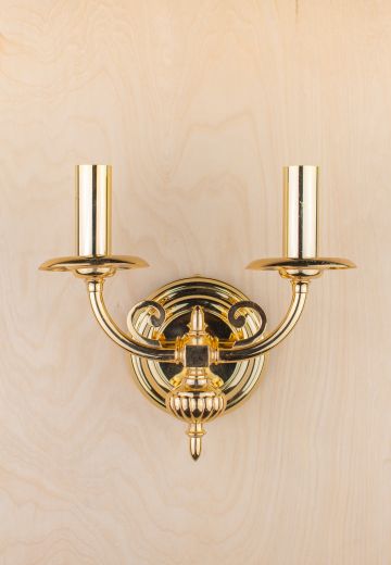 Polished Brass Two Candle Wall Sconce