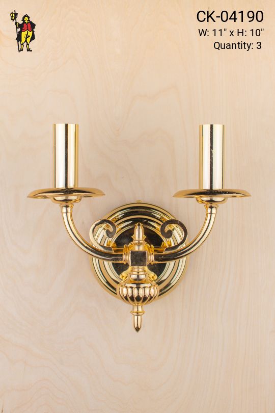 Polished Brass Two Candle Wall Sconce