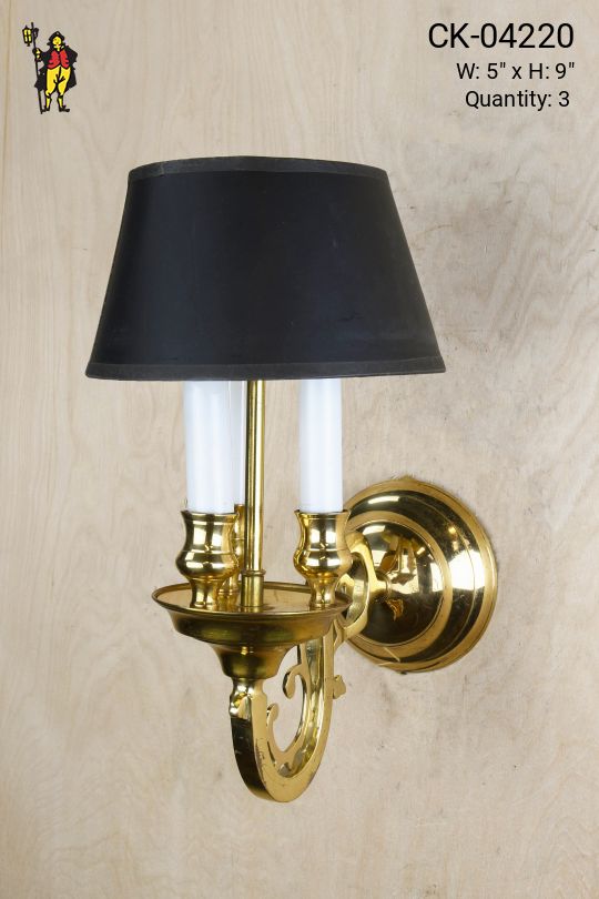 Three Candle Brass Wall Sconce
