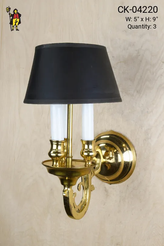Three Candle Brass Wall Sconce