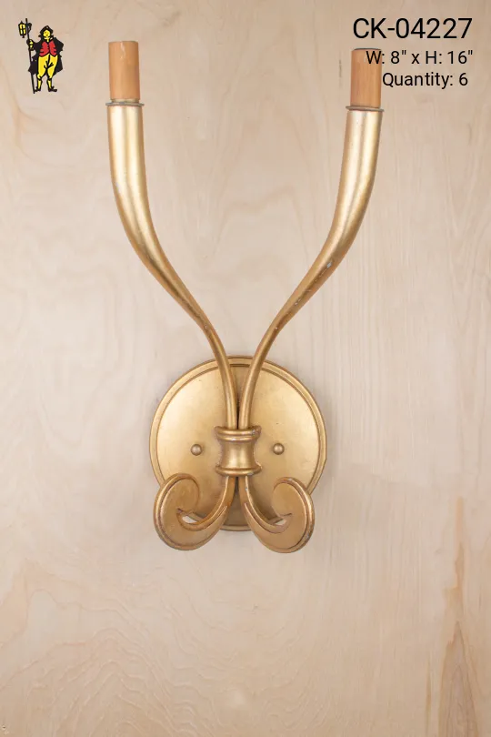 Two Candle Gold Wall Sconces