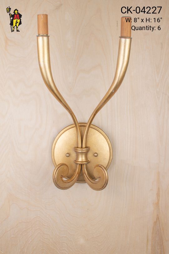Two Candle Gold Wall Sconces