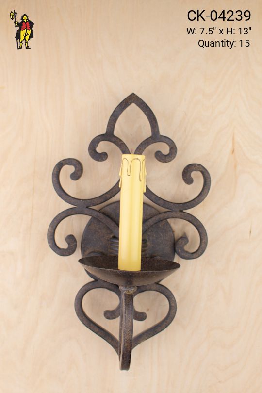 Wrought Iron Gothic Single Candle Wall Sconce