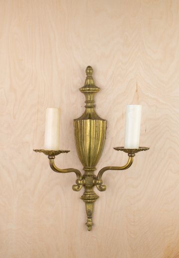 Two Candle Brass Wall Sconce
